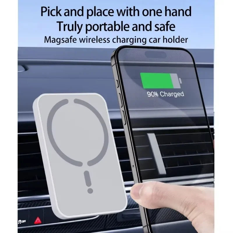Magnetic Wireless Car Charger Mount – MagSafe Compatible, Air Vent Clip