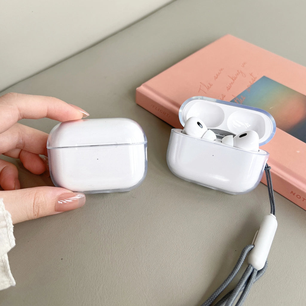 Clear Soft TPU Earphone Case for Airpods 4 3 2 1 Pro Pro2 Pro 3 Shockproof with Lanyard Strap for Airpods 4 Charging Case Cover