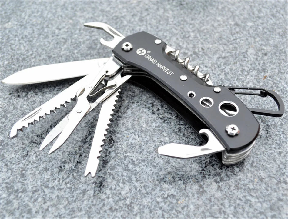 11-in-1 Swiss-Style Multitool Folding Knife – Pocket Survival & Hunting Tool