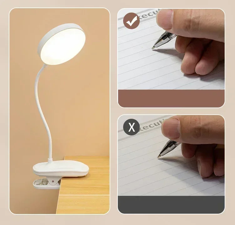 Clip-On LED Desk Lamp – Gooseneck, Memory Function, 3 Modes, Eye Protection