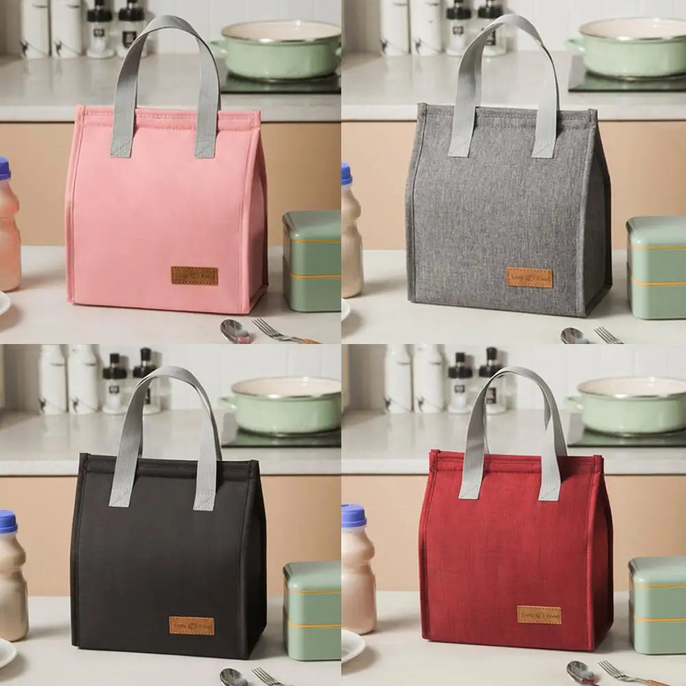 Lunch Bag Thermal Insulation Lunch Box Storage Handbag Solid Color Multifunctional Kid School Lunch Bags Picnic Food Pouch New