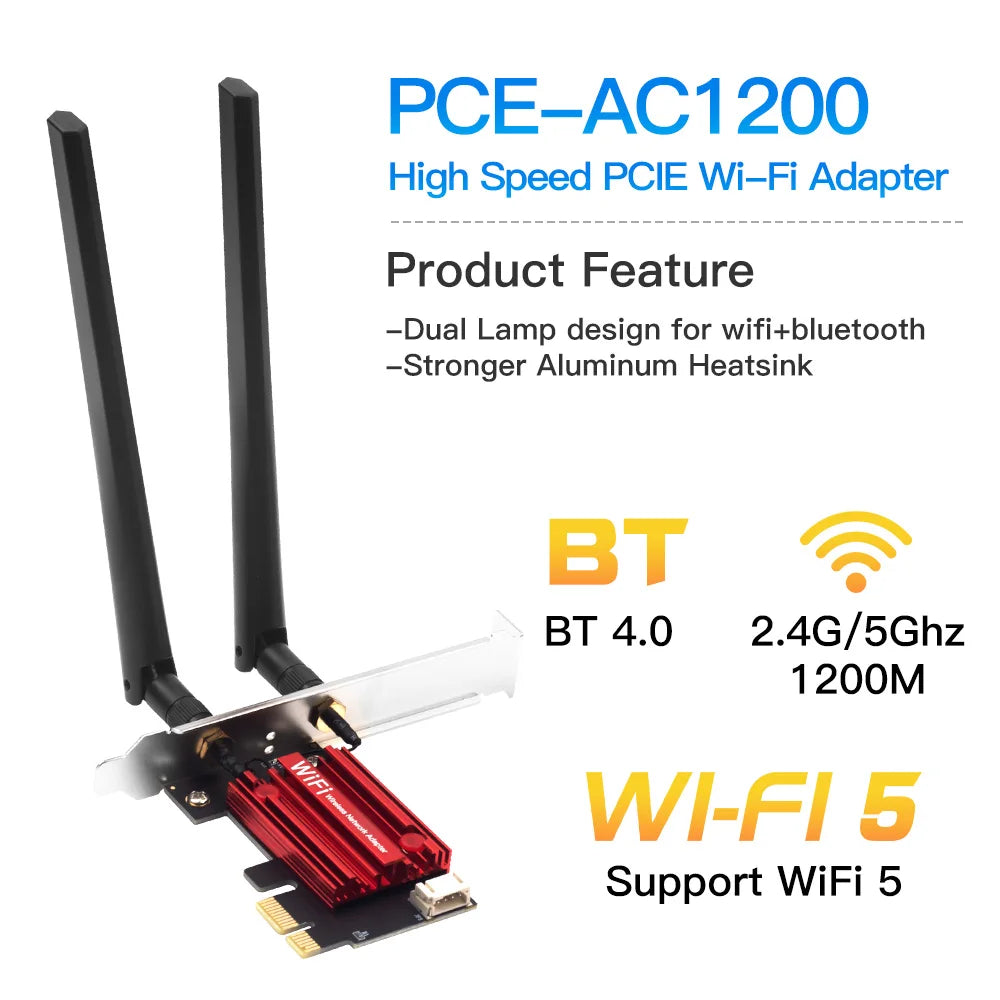 FENVI AC1200 WiFi 5 PCIe Adapter with Bluetooth 4.0