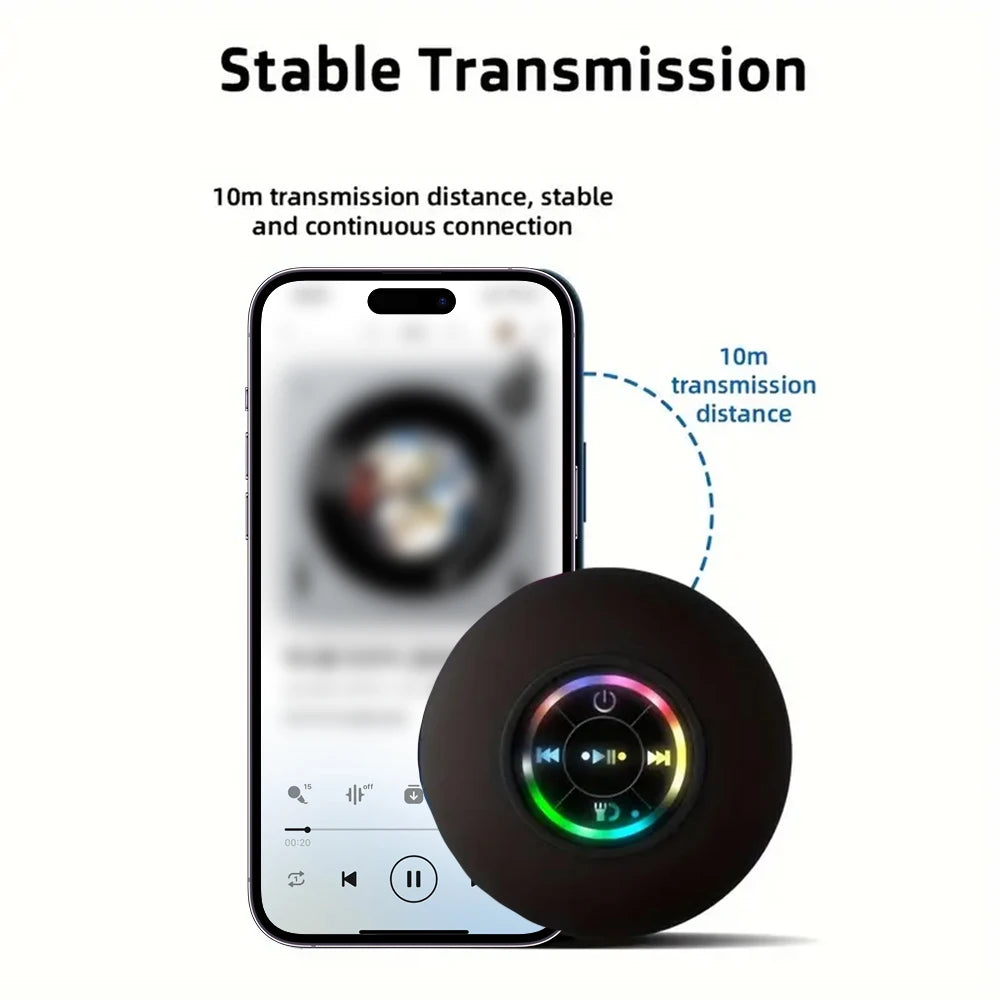 Portable Wireless Bluetooth Speaker – LED Lights & Suction Cup Mount