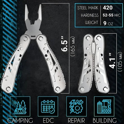 24-in-1 Multitool – Pliers, Knife & 11 Bits for Camping, Backpacking & Survival