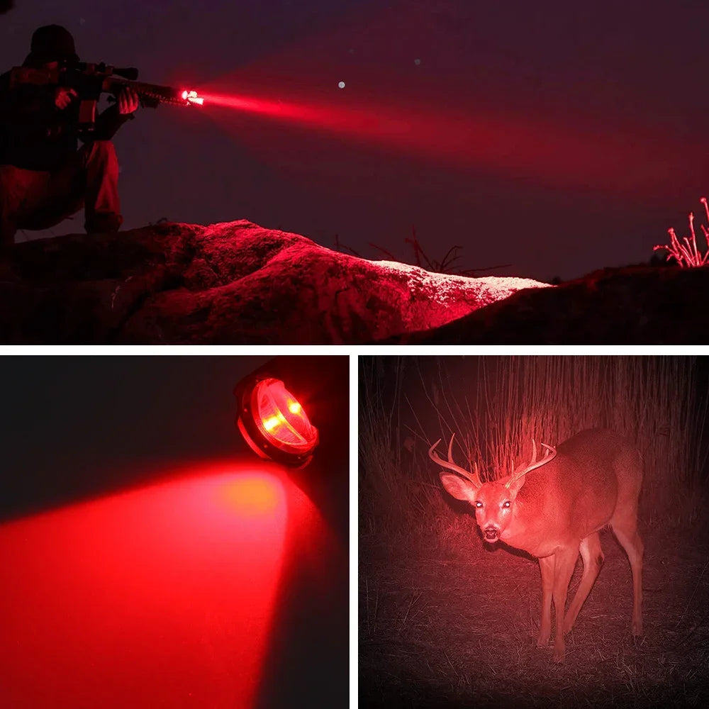 Tactical Hunting Flashlight Set – Green, Red & White LED, USB Rechargeable