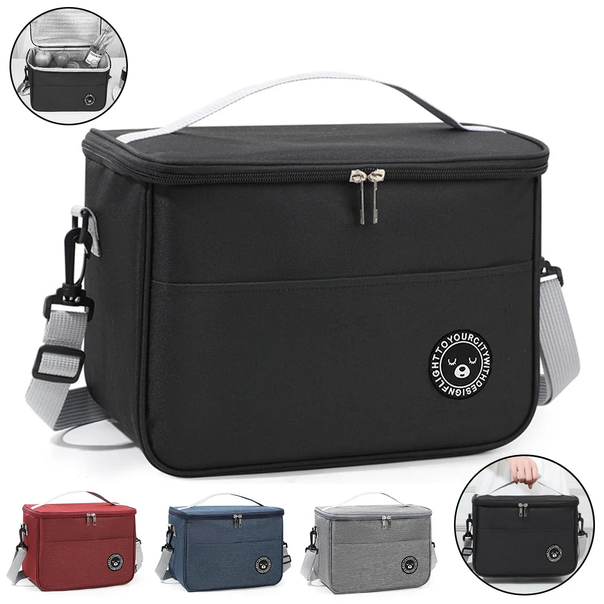 Large Insulated Lunch Bag with Shoulder Strap