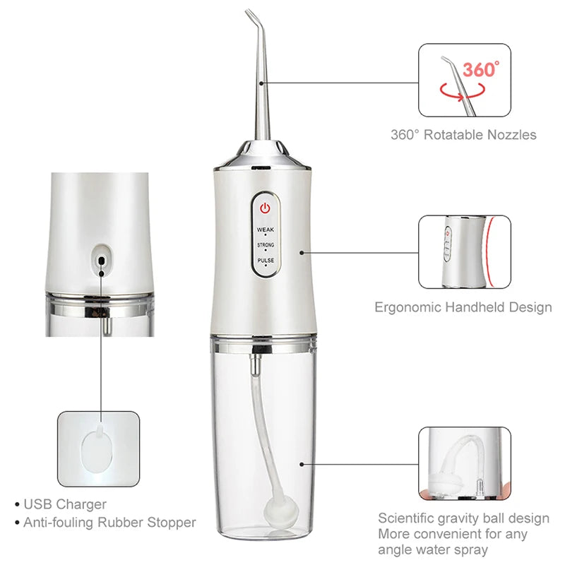 Portable Rechargeable Water Flosser with 3 Modes