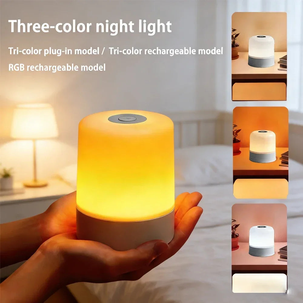 RGB Touchscreen Dimmable Night Light | Rechargeable Bedside Desk Lamp