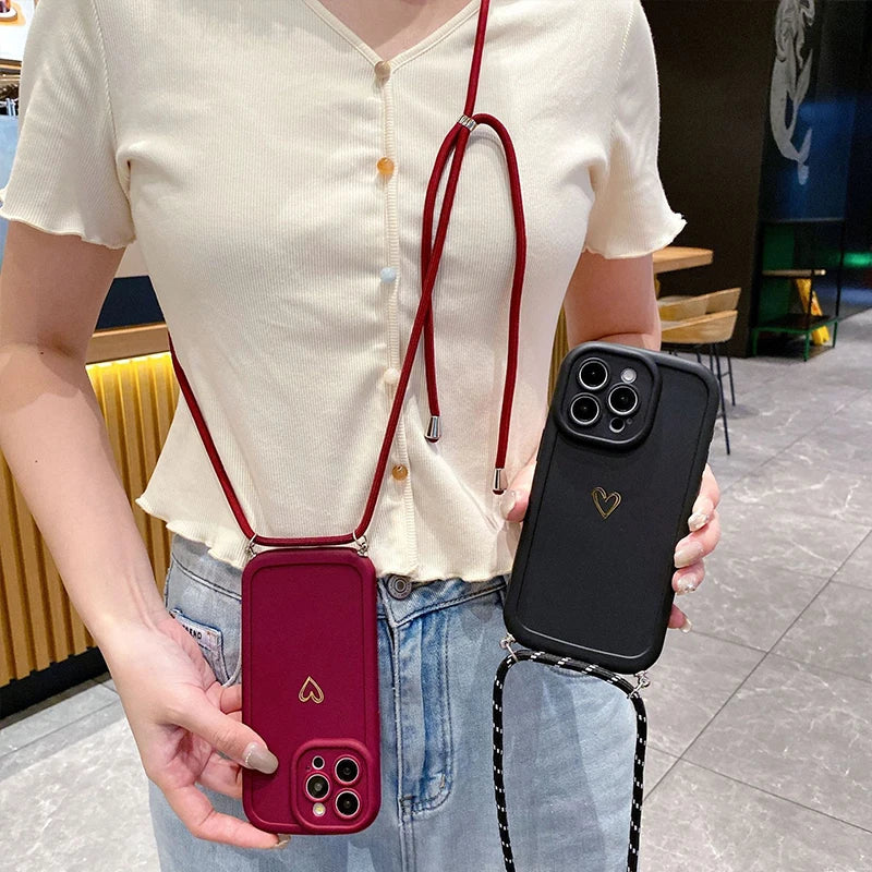 Crossbody Lanyard Silicone iPhone Case – Fits iPhone 11 to 17
