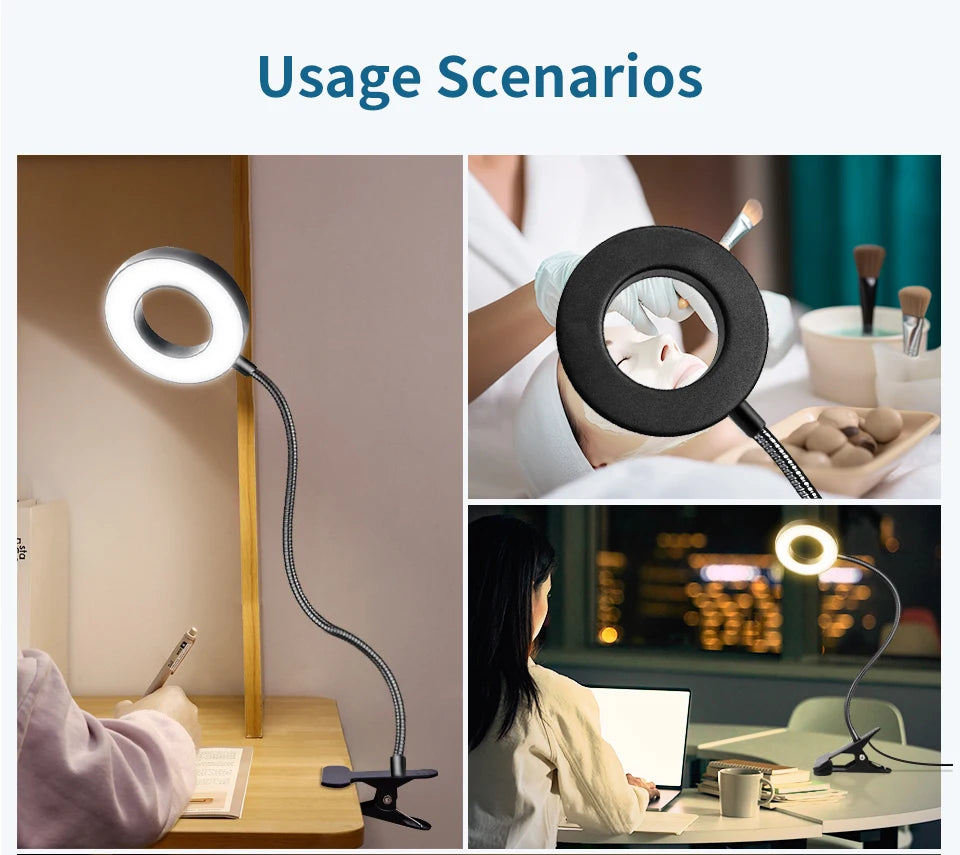 Clip-On LED Desk Lamp – Gooseneck, Memory Function, 3 Modes, Eye Protection