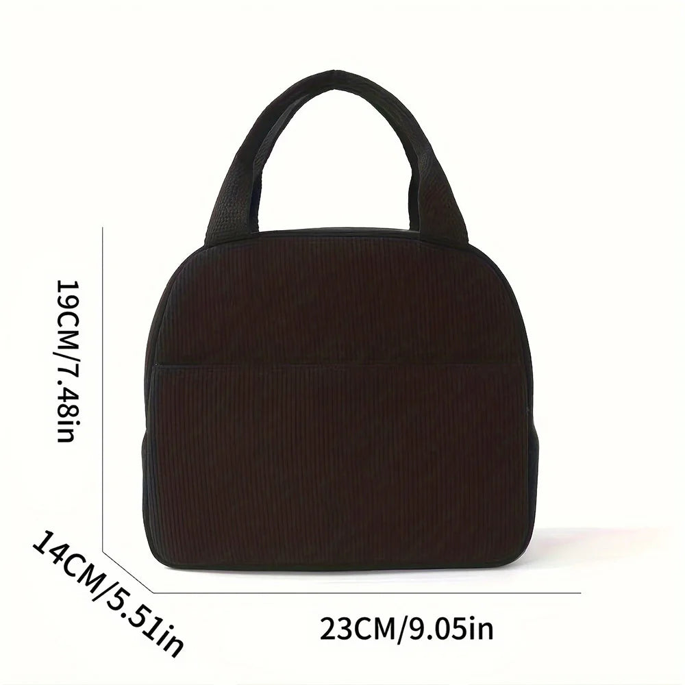 Corduroy Lunch Bag for Women Men Cute Lunch Bag Insulated Lunch Box with Reusable Lunchbag for Work, Picnic, Beach or Travel