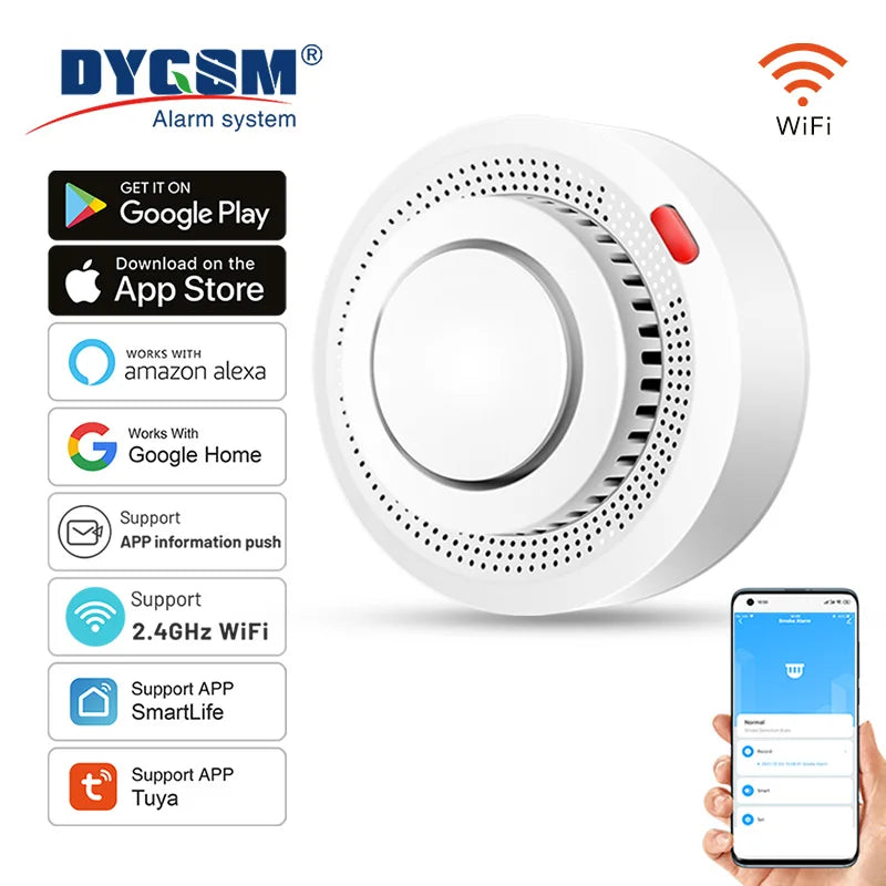WiFi Smoke Detector with 85 dB Alarm & App Alerts
