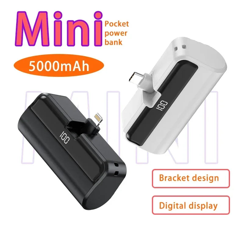 Mini Portable Power Bank with Digital Display & Phone Stand – Compact Charger
