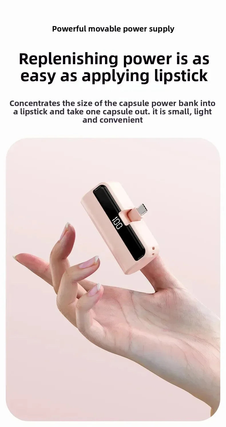 Mini Portable Power Bank with Digital Display & Phone Stand – Compact Charger