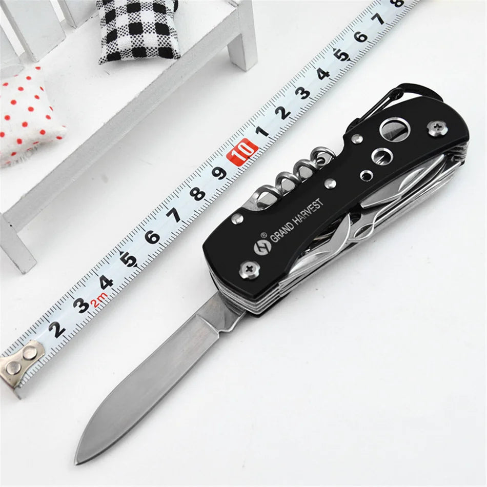 11-in-1 Swiss-Style Multitool Folding Knife – Pocket Survival & Hunting Tool
