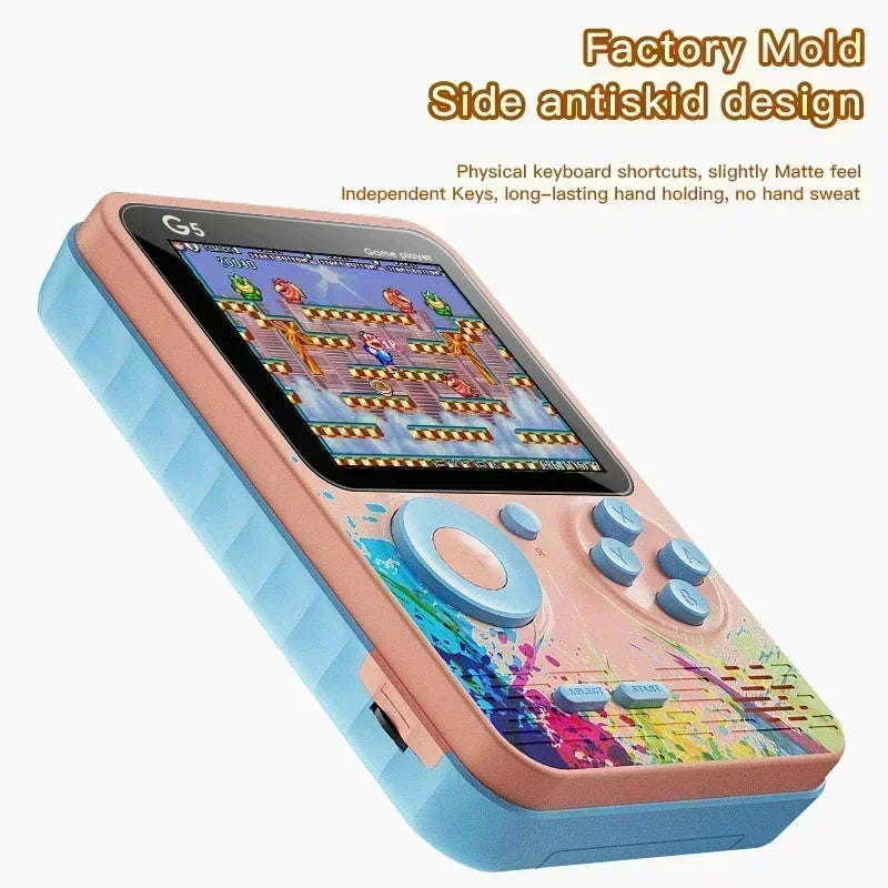 Retro G5 Handheld Game Console – 500 Classic Games, 3" Screen, Macaron Colors