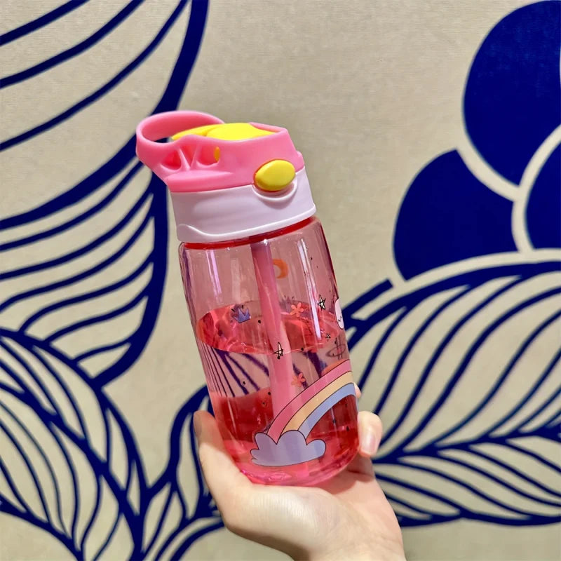 480ml Kids Water Bottle with Straw and Handle