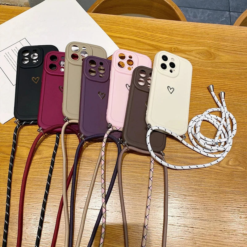 Crossbody Lanyard Silicone iPhone Case – Fits iPhone 11 to 17