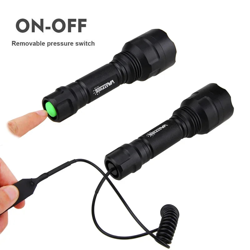 Tactical Hunting Flashlight Set – Green, Red & White LED, USB Rechargeable