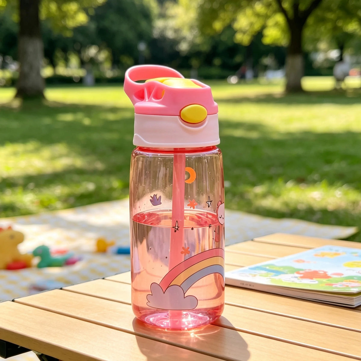 480ml Kids Water Bottle with Straw and Handle