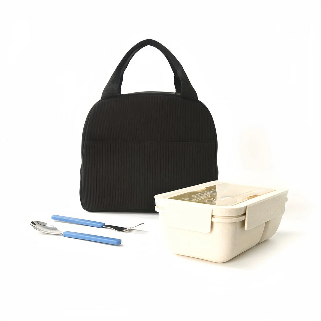 Corduroy Lunch Bag for Women Men Cute Lunch Bag Insulated Lunch Box with Reusable Lunchbag for Work, Picnic, Beach or Travel