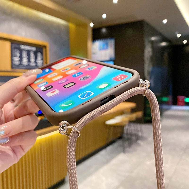 Crossbody Lanyard Silicone iPhone Case – Fits iPhone 11 to 17