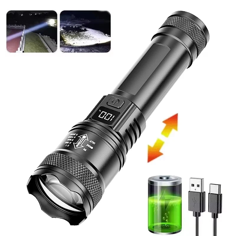 Super Bright Waterproof Tactical Flashlight – Rechargeable LED Torch