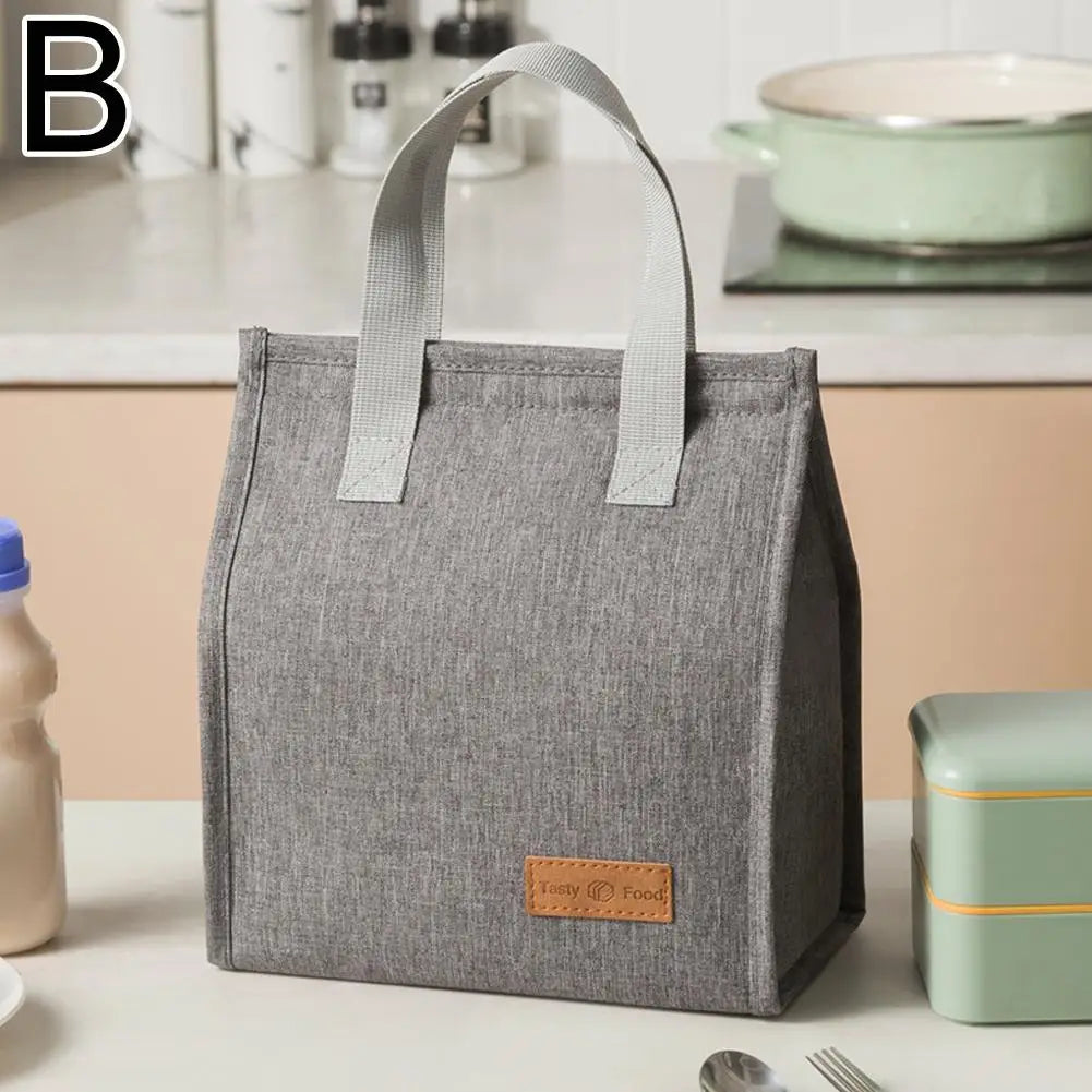 Lunch Bag Thermal Insulation Lunch Box Storage Handbag Solid Color Multifunctional Kid School Lunch Bags Picnic Food Pouch New