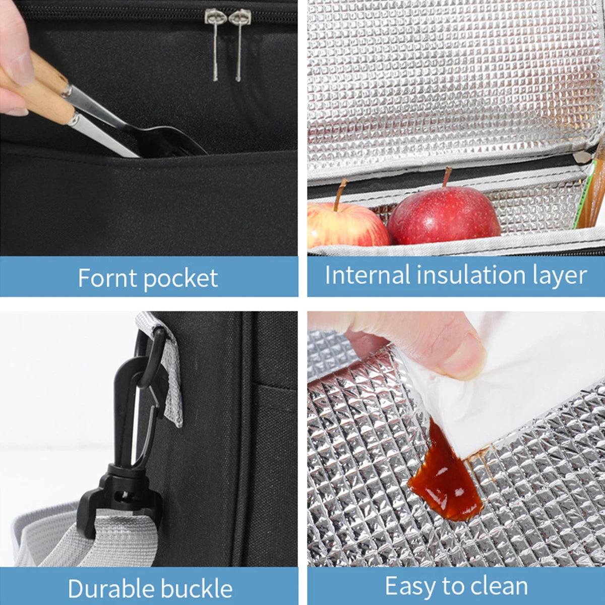 Large Insulated Lunch Bag with Shoulder Strap