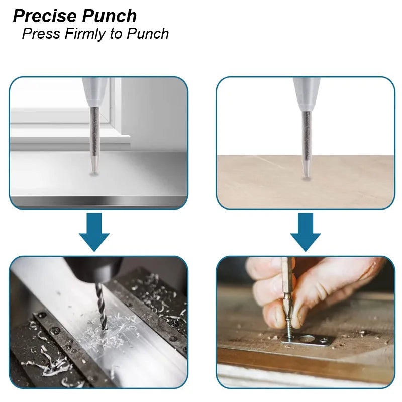 Automatic Spring-Loaded Center Punch for Wood and Metal
