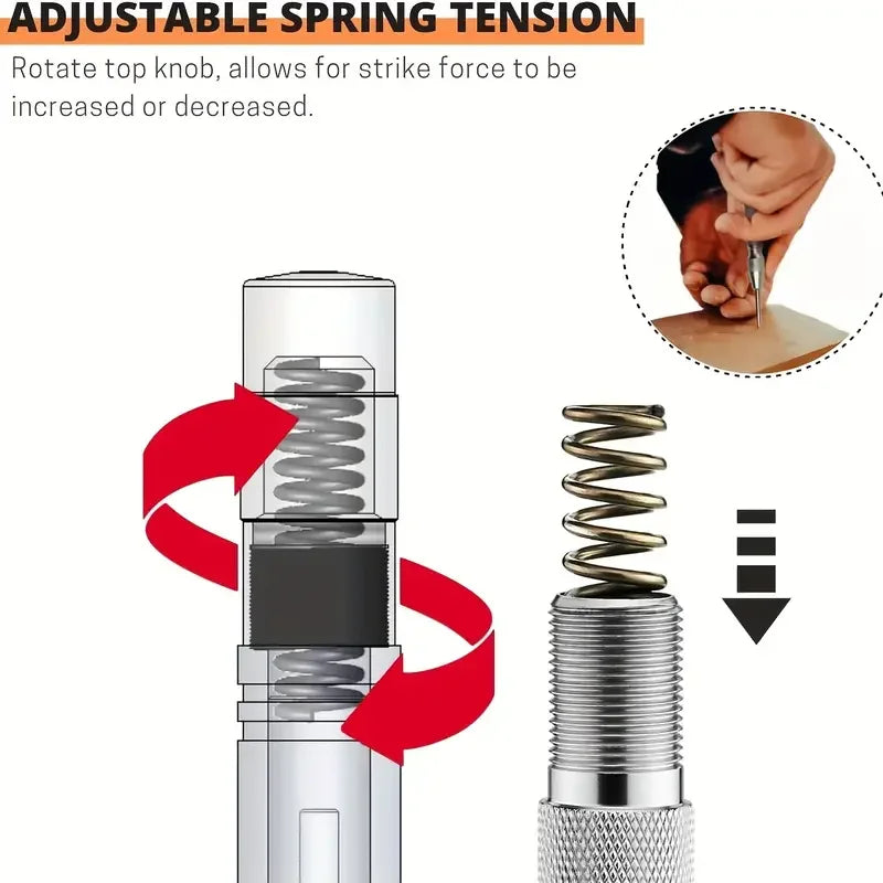 Automatic Spring-Loaded Center Punch for Wood and Metal
