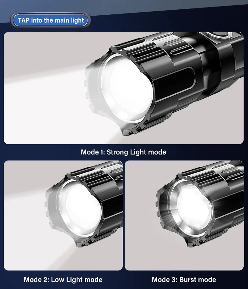 Tactical Zoom Flashlight | 2000LM USB Rechargeable Portable Emergency Light