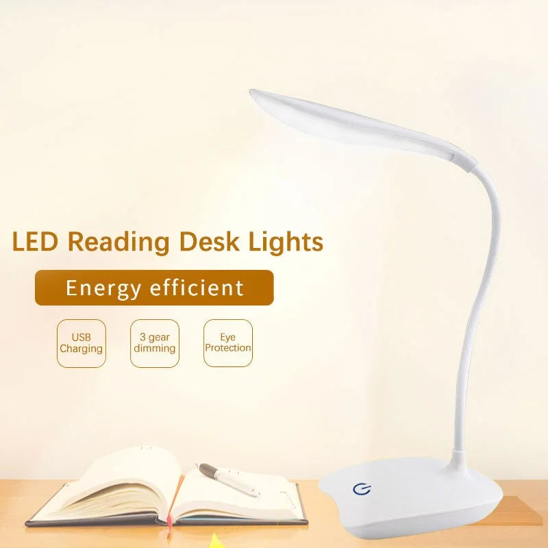 USB Rechargeable LED Desktop Reading Lamp – Eye Protection Night Light