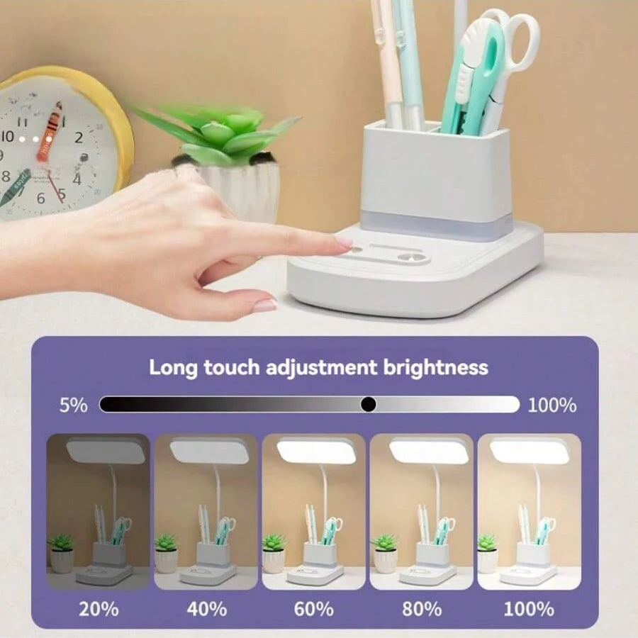 LED Desk Lamp – 3 Color Temperatures, Dimmable & USB Charging