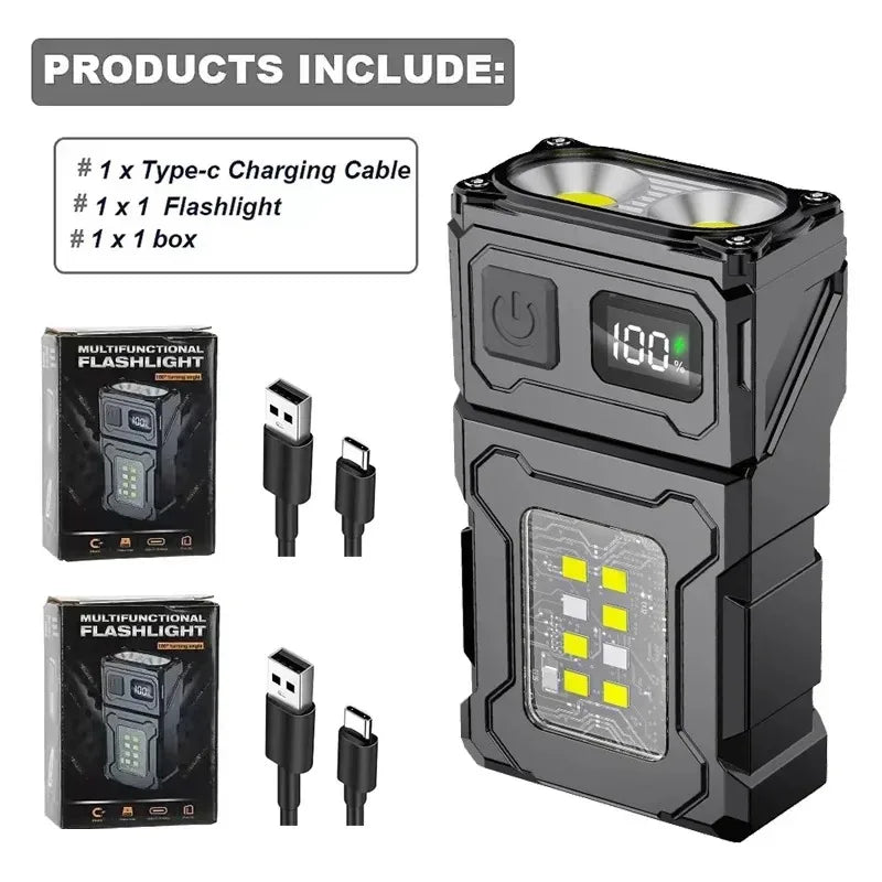 Tactical Mini EDC Flashlight – Rechargeable LED with MOLLE Clip