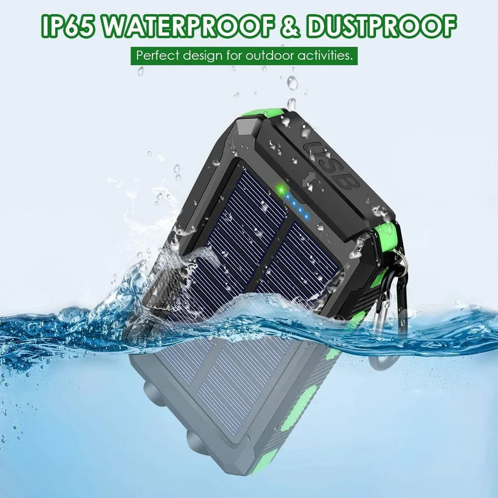 Solar Power Bank 80000mAh – Portable External Battery with LED Light