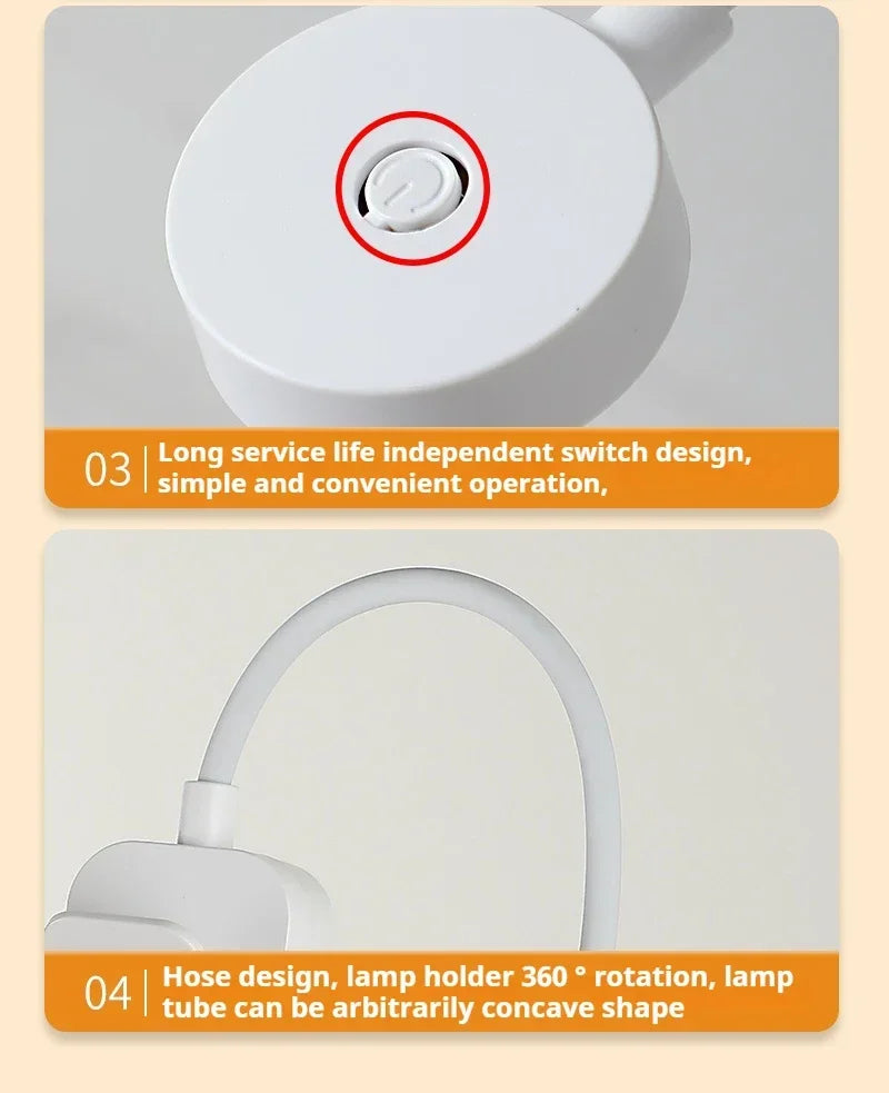 Clip-On LED Desk Lamp – Gooseneck, Memory Function, 3 Modes, Eye Protection