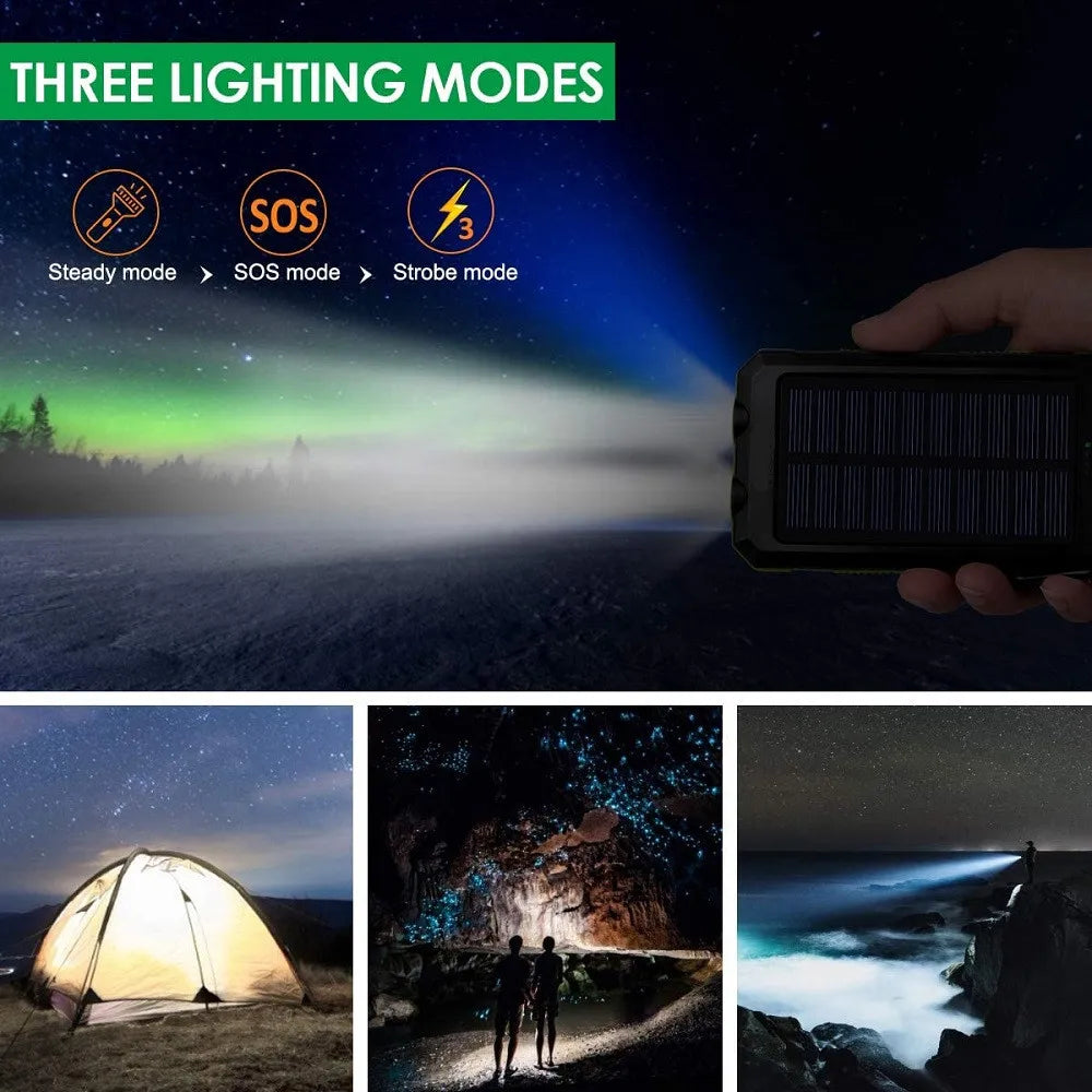 Solar Power Bank 80000mAh – Portable External Battery with LED Light