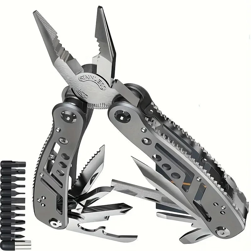 24-in-1 Multitool – Pliers, Knife & 11 Bits for Camping, Backpacking & Survival