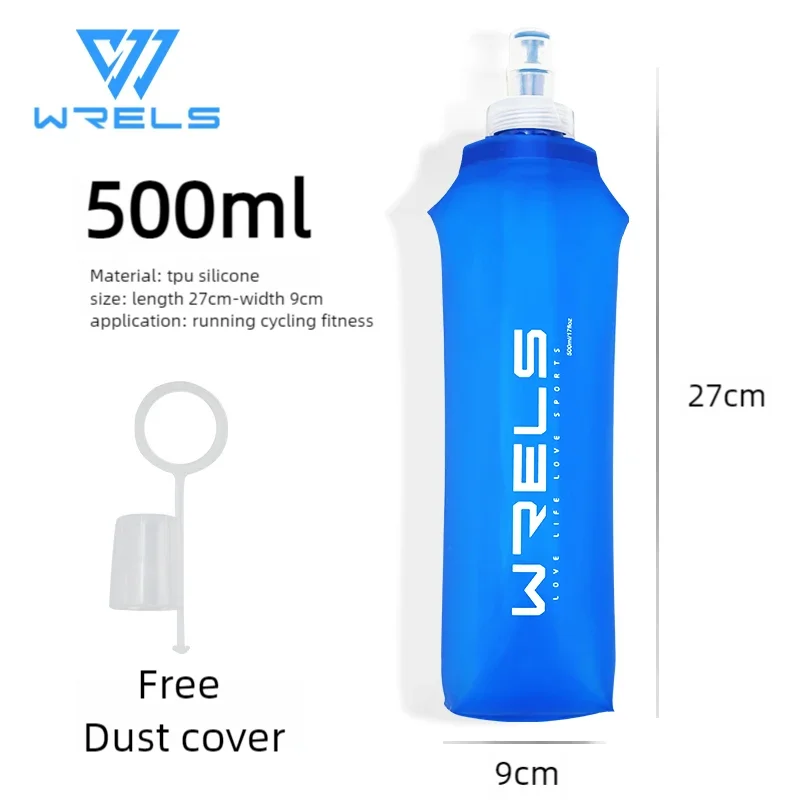 WRELS Sports Water Bottle Leak Proof Durable Soft Flask High Flow BPA Free Portable TPU Folding Water Cup Outdoor Running