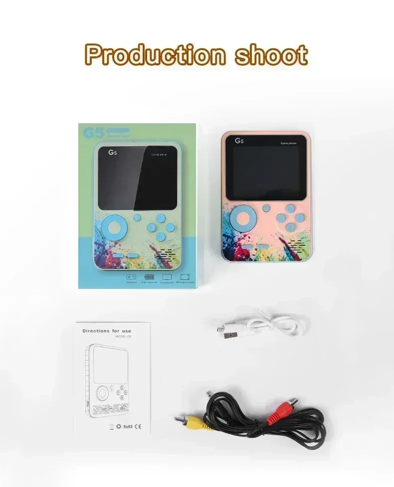 Retro G5 Handheld Game Console – 500 Classic Games, 3" Screen, Macaron Colors