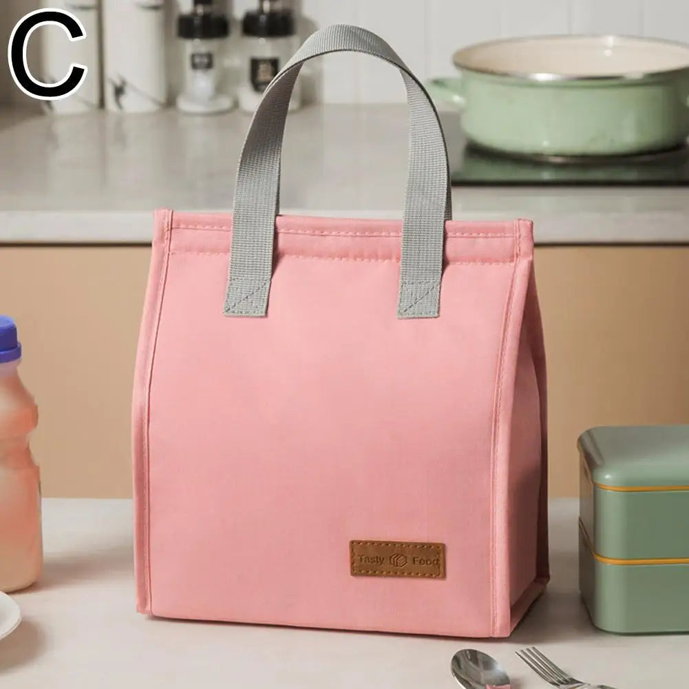 Lunch Bag Thermal Insulation Lunch Box Storage Handbag Solid Color Multifunctional Kid School Lunch Bags Picnic Food Pouch New