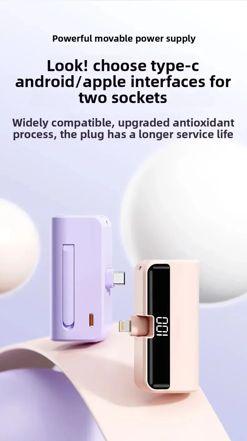 Mini Portable Power Bank with Digital Display & Phone Stand – Compact Charger