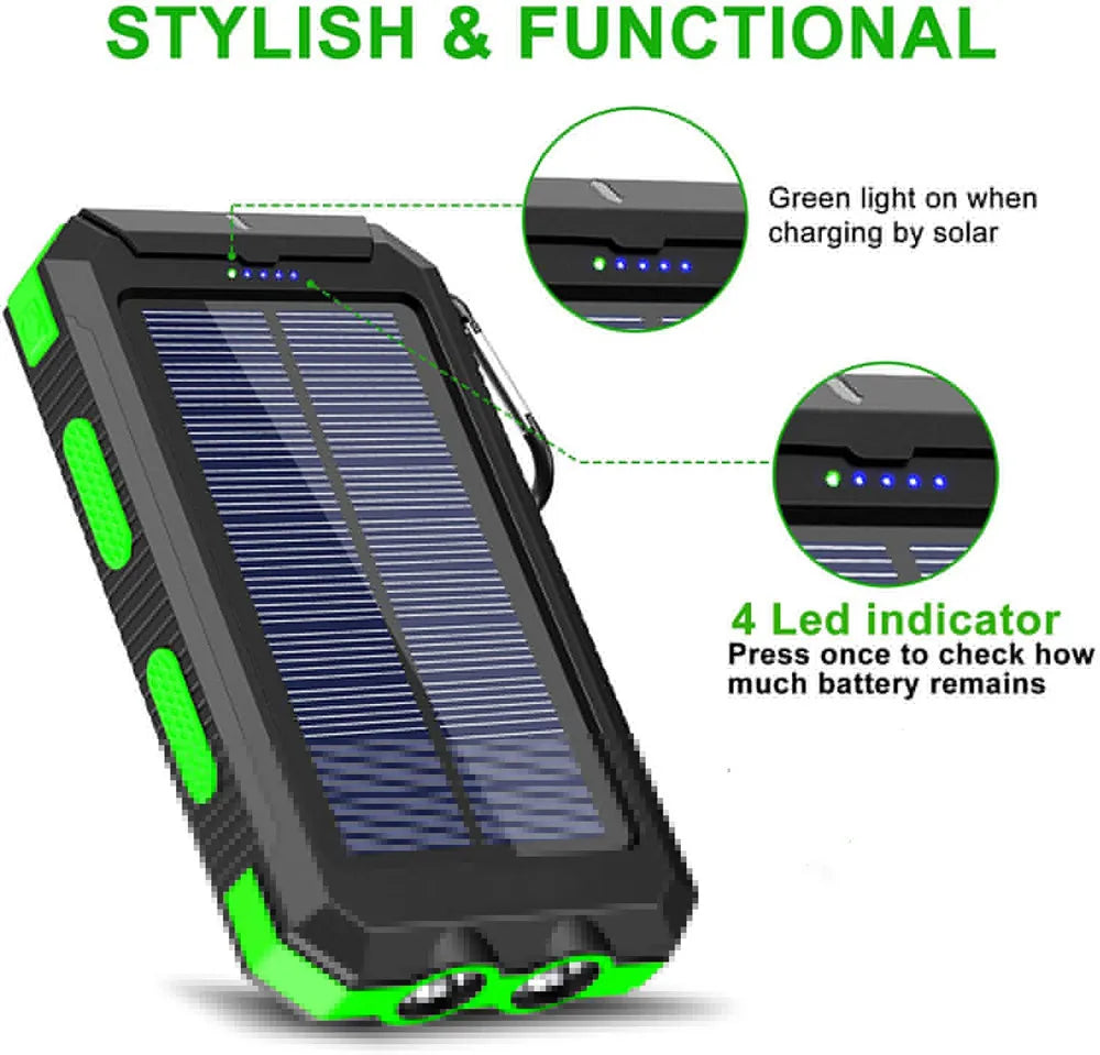Solar Power Bank 80000mAh – Portable External Battery with LED Light