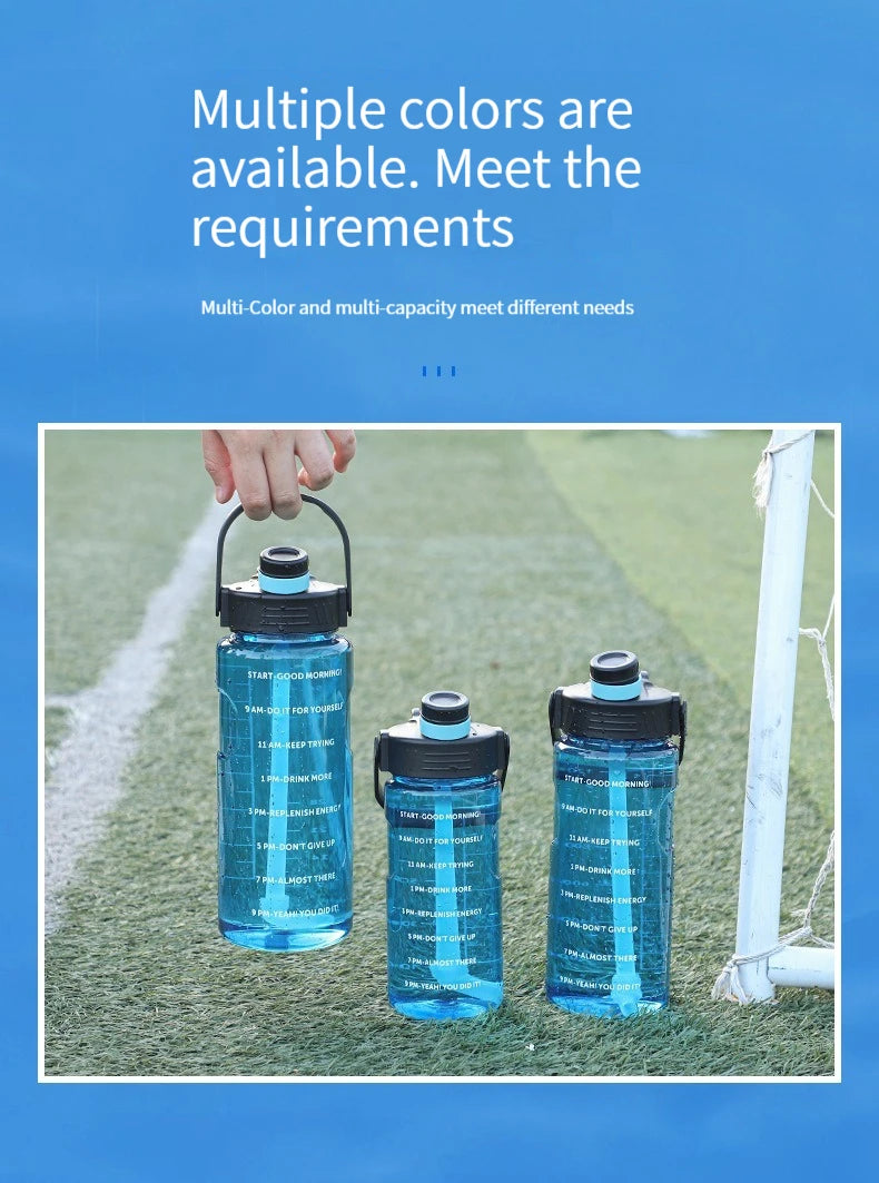 3 Liter Water Bottle with Straw 2L 1L Large Big Motivational  BPA Free School gym Sports Drinking Bottle
