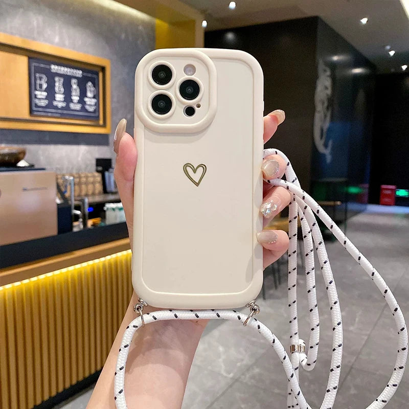 Crossbody Lanyard Silicone iPhone Case – Fits iPhone 11 to 17