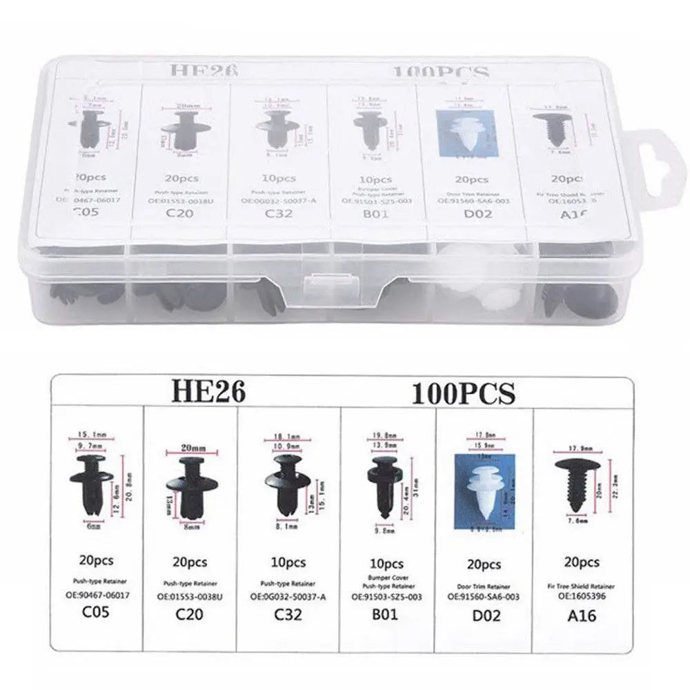 Mixed Automotive Push-Type Fastener Clip Kit