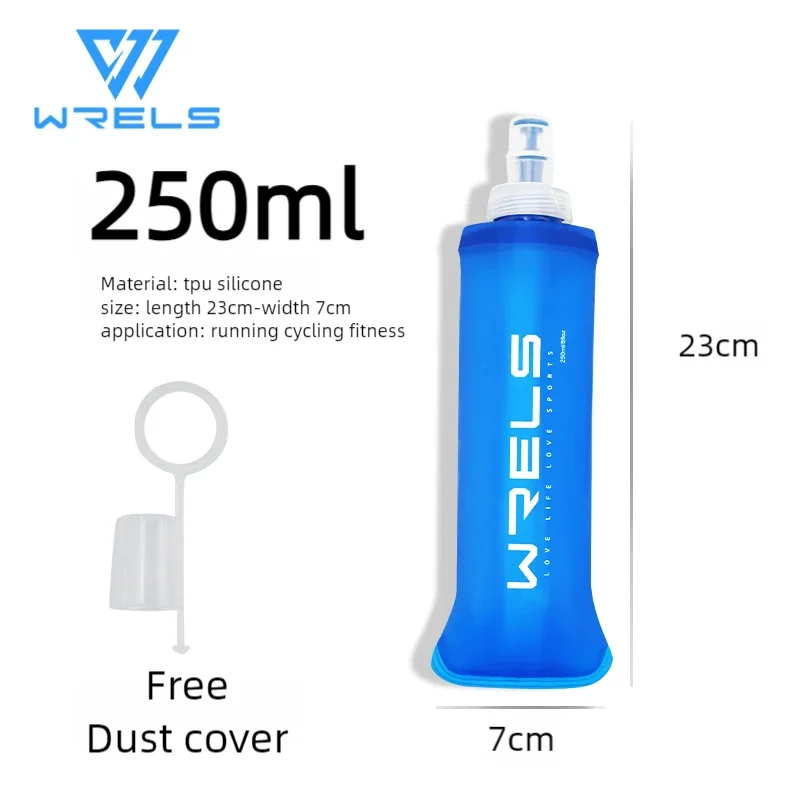 WRELS Sports Water Bottle Leak Proof Durable Soft Flask High Flow BPA Free Portable TPU Folding Water Cup Outdoor Running