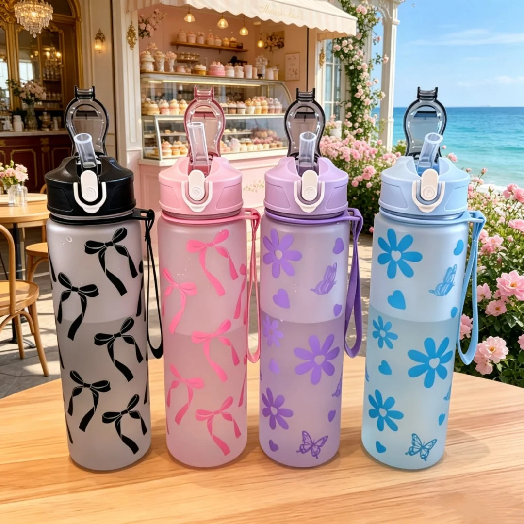 750ml Floral Water Bottle with Carry Strap