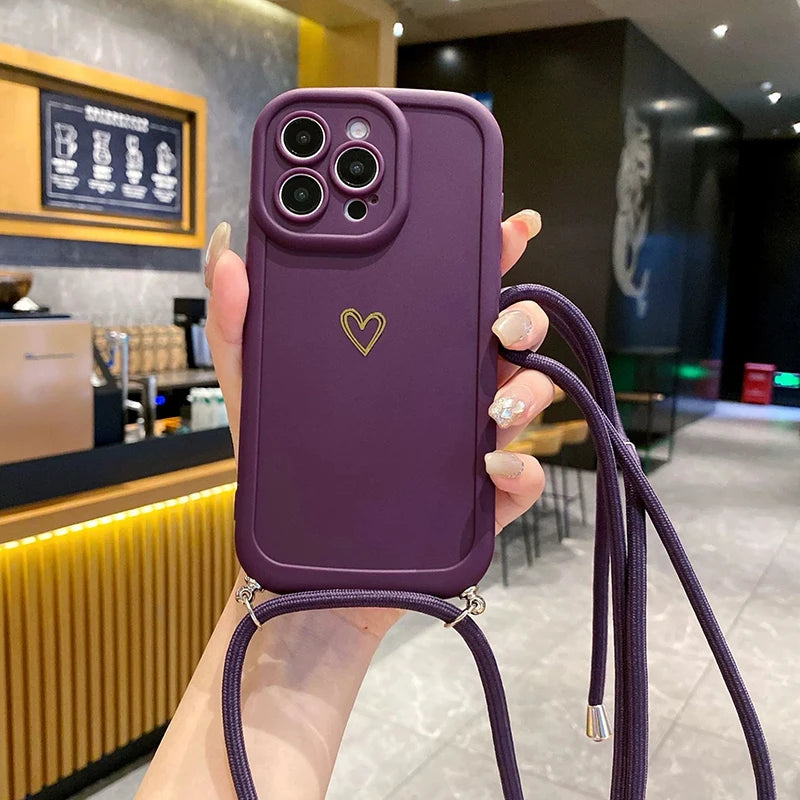 Crossbody Lanyard Silicone iPhone Case – Fits iPhone 11 to 17
